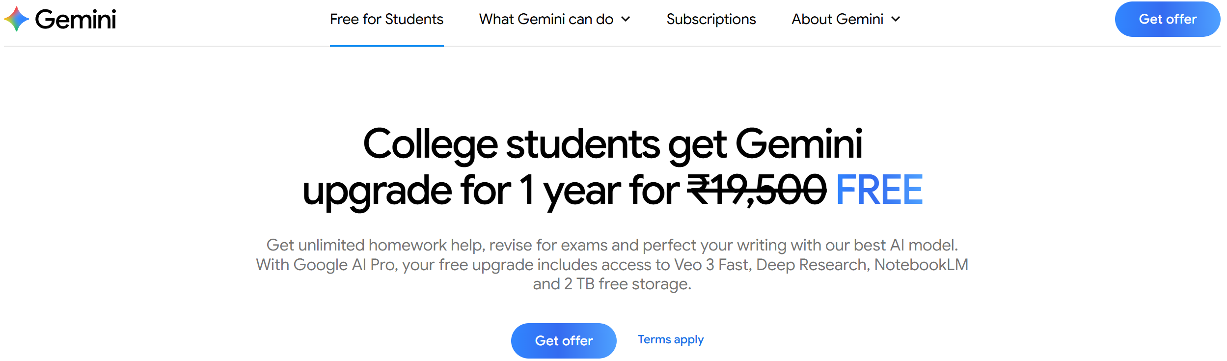 Gemini Student Offer